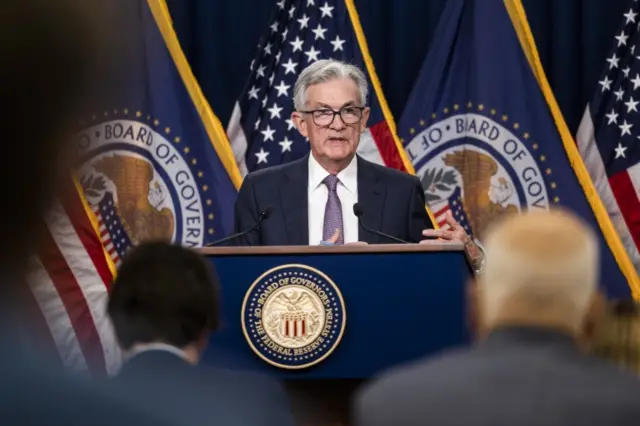 Federal Reserve Board Chairman Jerome Powell holds a news conference after the Fed decided to raise interest rates by three-quarters of a percentage point on Wednesday