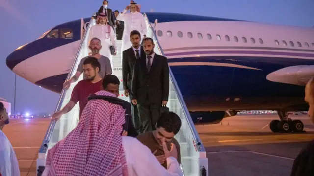 Ten prisoners of war (five British citizens, one Moroccan, one Swedish, one Croatian, and two Americans) arrive in Riyadh last night after Saudi Arabia's Crown Prince Mohammed bin Salman helped broker a deal to get them released by Russian forces in Ukraine