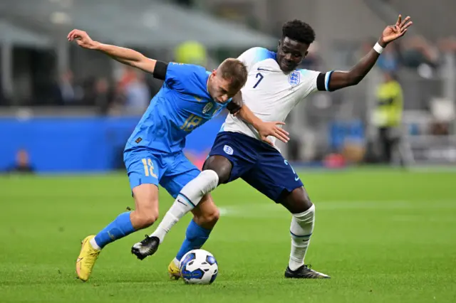 Bukayo Saka in action