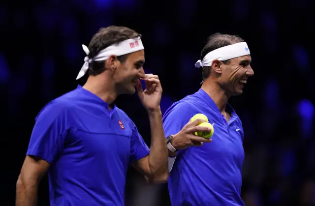 Federer and Nadal laugh