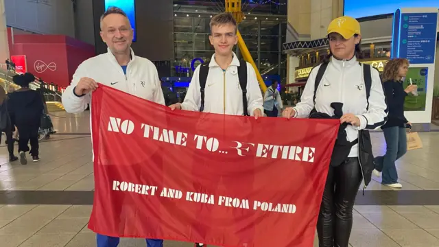 Roger Federer fans Robert, Agnieszka and Jacob Springer at the O2 Arena in London