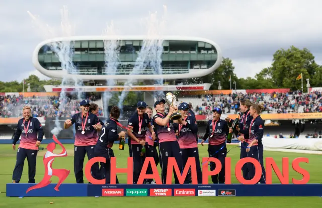 England celebrate Women's World Cup win at Lord's in 2017