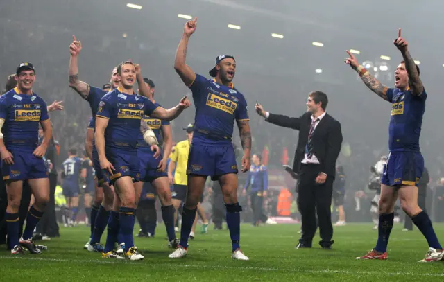 Leeds celebrate their 2011 Grand Final win over St Helens