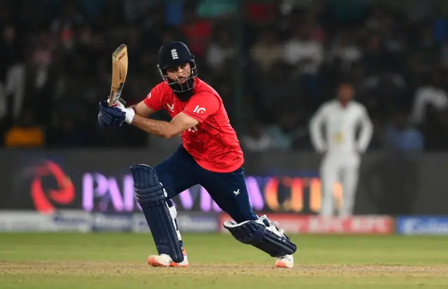 England's Moeen Ali batting in T20 v Pakistan in Karachi