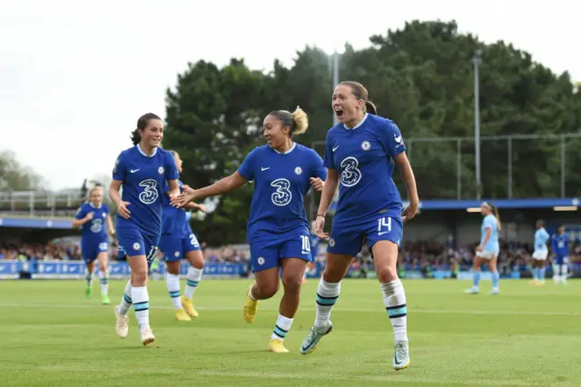 Fran Kirby celebrates the first goal of the game