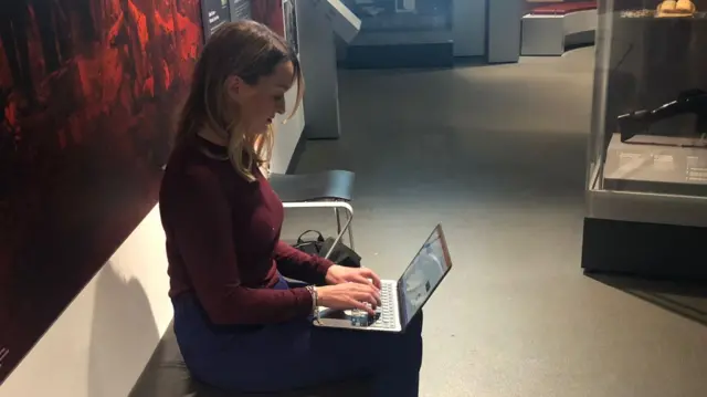 Laura Kuenssberg typing after the show