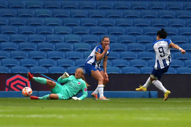 Lee Geum-Min scores their side's first goal