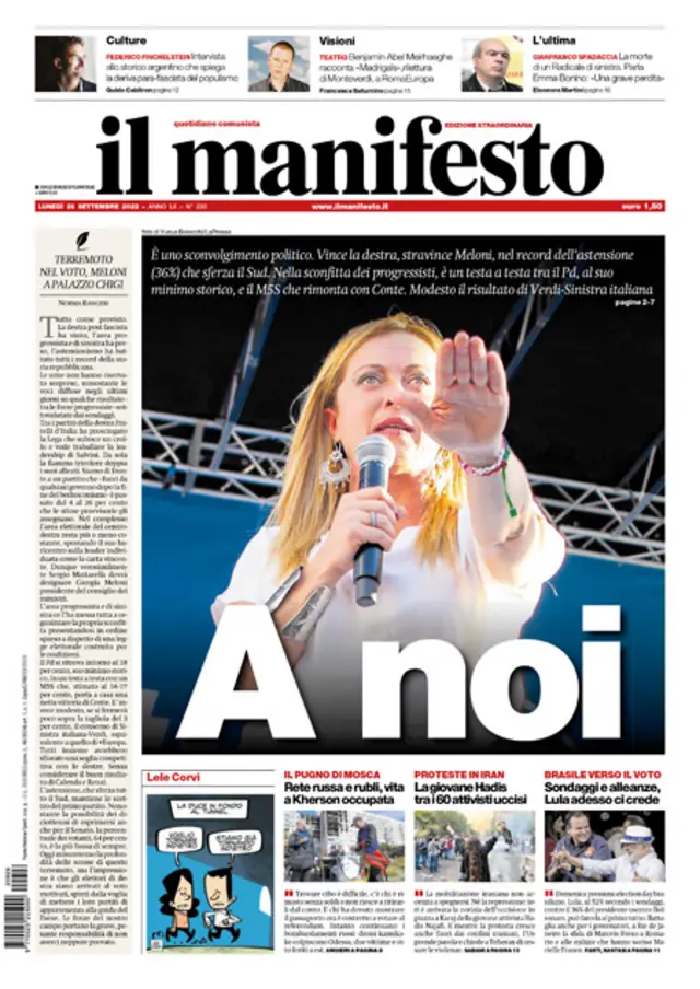 Il Manifesto front page