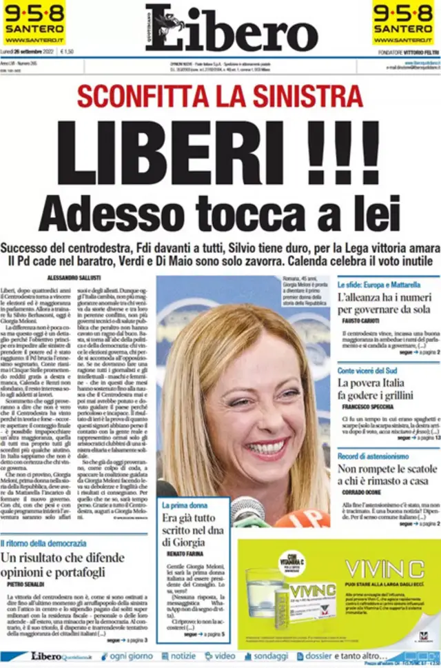 Libero front page