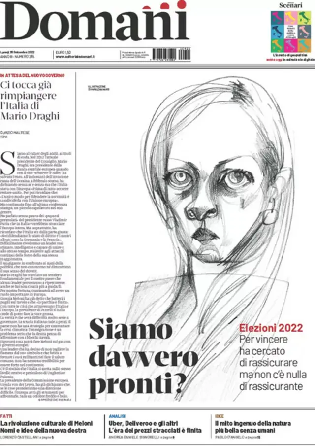 Domani front page