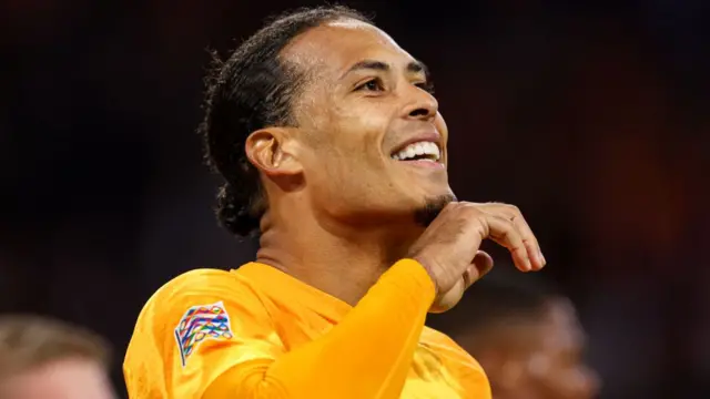 Virgil van Dijk celebrates