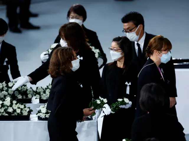 U.S. Vice President Kamala Harris attends a state funeral for former Japanese Prime Minister Shinzo Abe at Nippon Budokan Hall in Tokyo, Japan, September 27, 2022