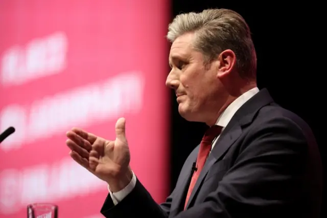 British Labour Party leader Keir Starmer speaks at the Britain's Labour Party annual conference in Liverpool, Britain, on 27 September 2022