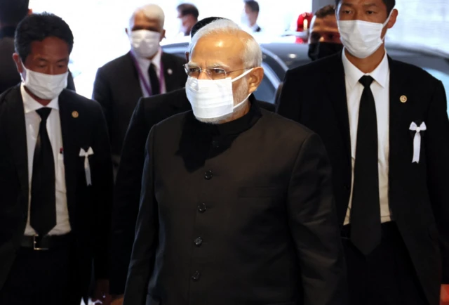 Indian Prime Minister Narendra Modi arriving at the ceremony