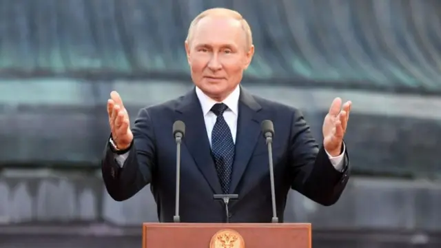 Russian President Vladimir Putin speaks during a meeting with heads of leading engineering schools and their industrial partners - participants of the Leading Engineering Schools project at Novgorod Technical School in Veliky Novgorod, Russia, 21 September 2022.