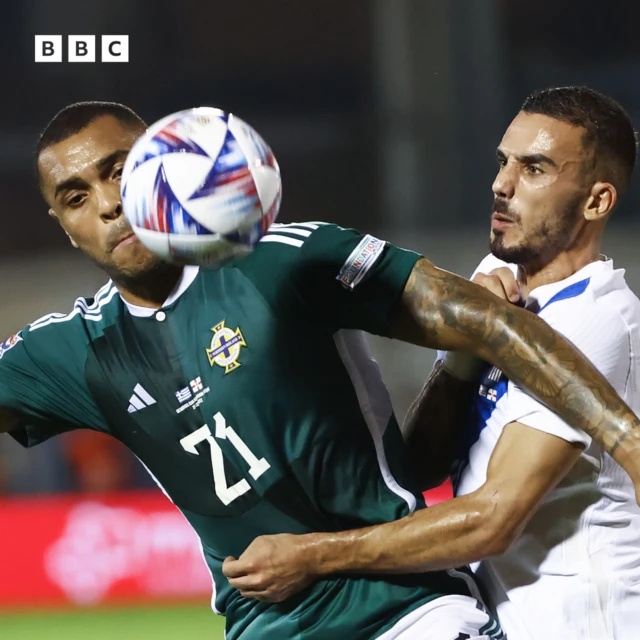 Josh Magennis during the Nations League game against Greece