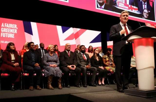 British Labour Party leader Keir Starmer speaks at the Britain's Labour Party annual conference in Liverpool, Britain, on 27 September 2022