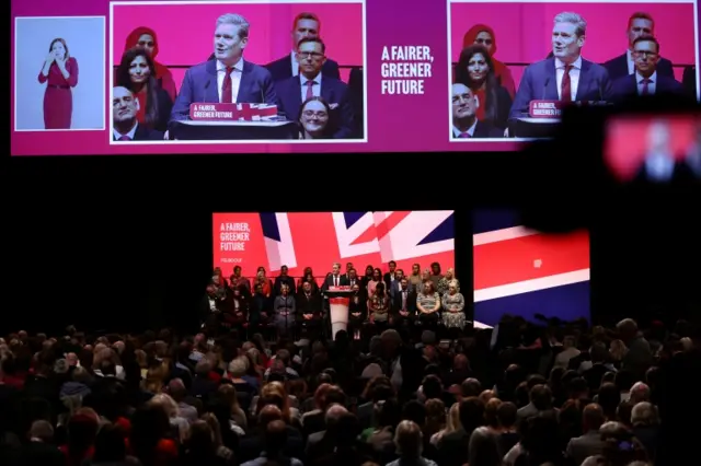 British Labour Party leader Keir Starmer speaks at the Britain's Labour Party annual conference in Liverpool, Britain, on 27 September  2022