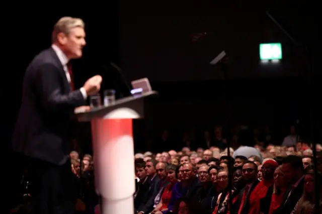 British Labour Party leader Keir Starmer speaks at the Britain's Labour Party annual conference in Liverpool, Britain, on 27 September 2022