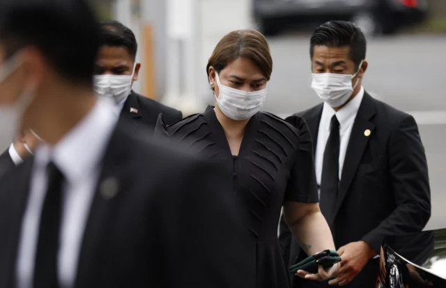 Philippines' Vice President Sara Duterte arrives at the ceremony