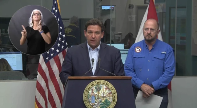 DeSantis at a briefing