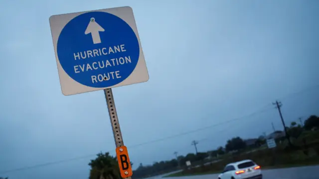 An evacuation sign in Punta Gorda, Florida