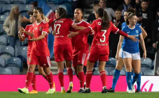 Benfica celebrate scoring at Ibrox