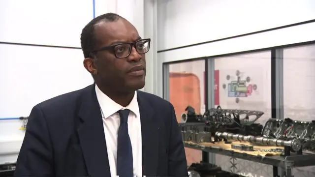 Kwasi Kwarteng speaks to reporters in Darlington