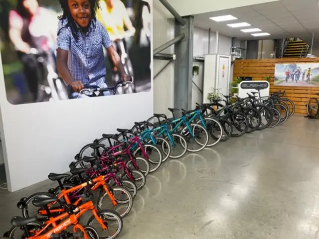 Children's bikes in the factory in Ludlow