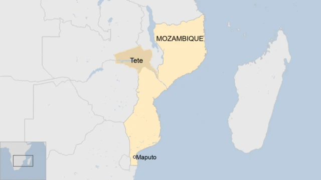 A map showing Mozambique's Tete province.