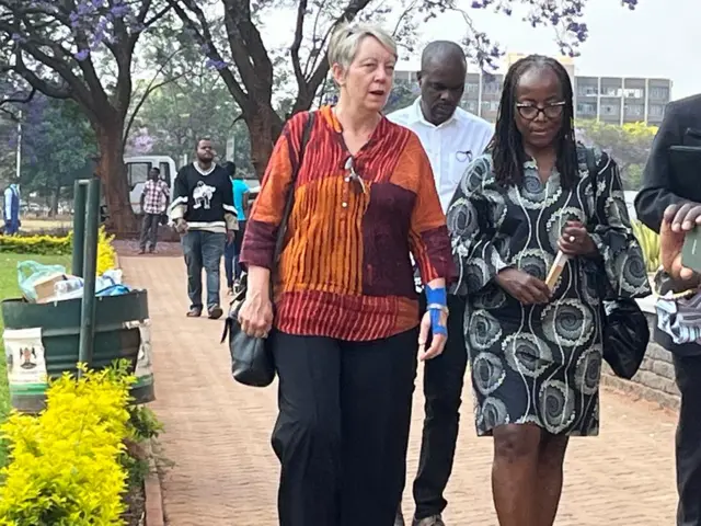 Tsitsi Dangarembga and Julie Barnes arrived at the magistrates court for the verdict.