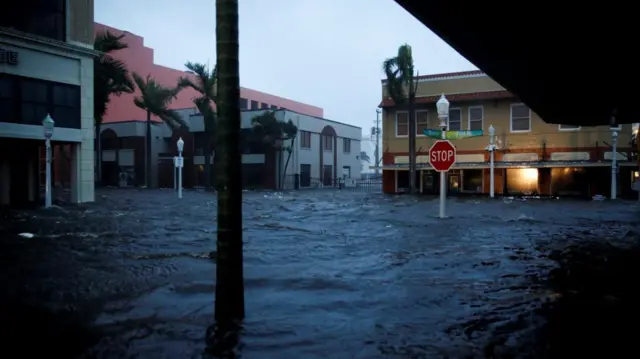 A flooded street