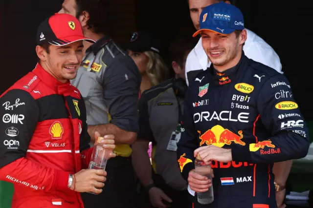 Charles Leclerc and Max Verstappen