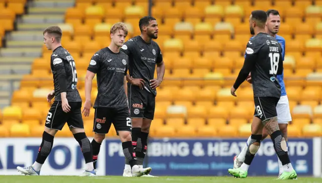 St Mirren's players looking rather dejected at full-time