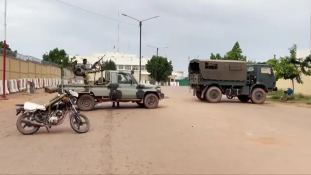 Soldiers on the streets in vehicles