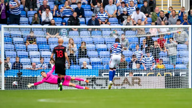 Lucas Joao scores a penalty for Reading against Stoke