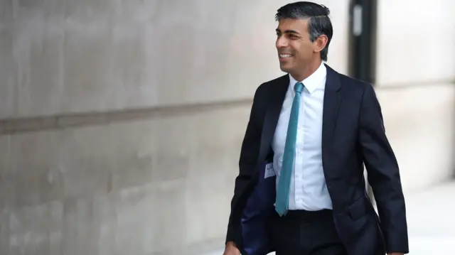 Rishi Sunak arriving at the BBC on Sunday morning