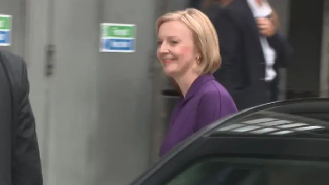 Liz Truss arrives at the QEII Centre