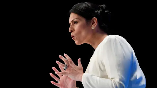 Priti Patel during her keynote speech to the Conservative Party Conference at Manchester Central Convention Complex, October 4th 2021