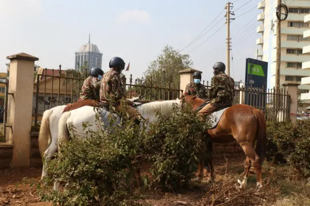 Police on horses ahead of the Supreme Court ruling