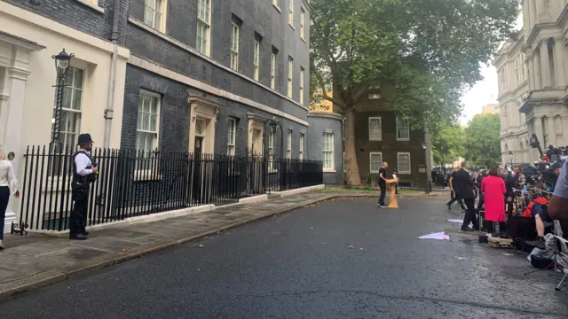 Podium put up outside Downing Street