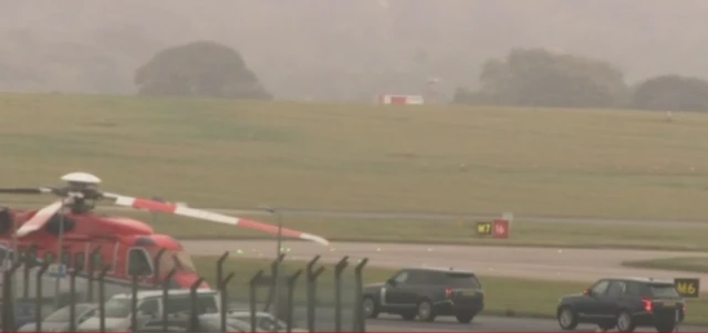 The convoy carrying Liz Truss leaves Aberdeen airport