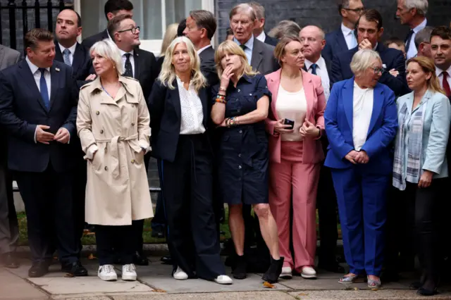 Nadine Dorries, Rachel Johnson and othered gathered to wATCH THE SPEECH