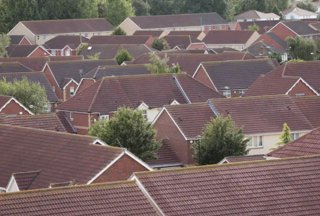 A view of rooftops of houses