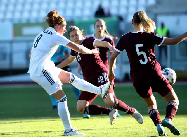 Northern Ireland's Marissa Callaghan in action against Latvia