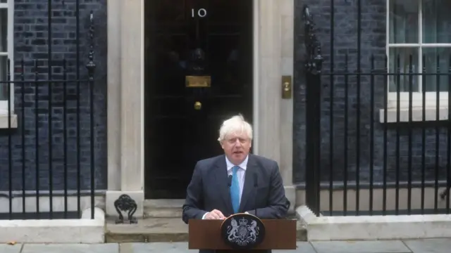 Boris Johnson speaks in Downing Street