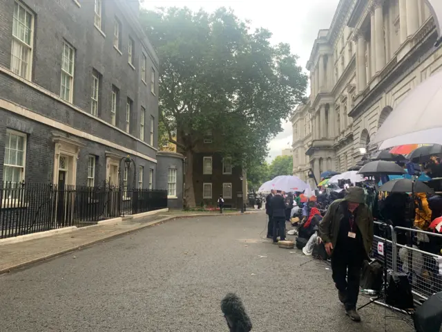 Rain outside Downing Street