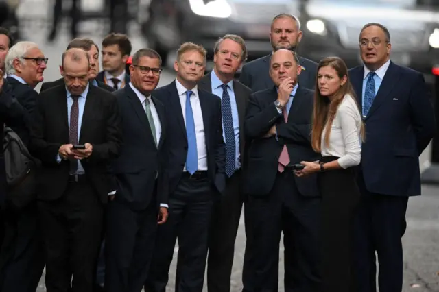 Grant Shapps, Ben Wallace and Alok Sharma watching the speech