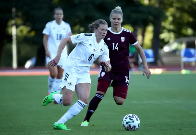 Northern Ireland's Caragh Hamilton in action against Latvia's Olga Sevcova