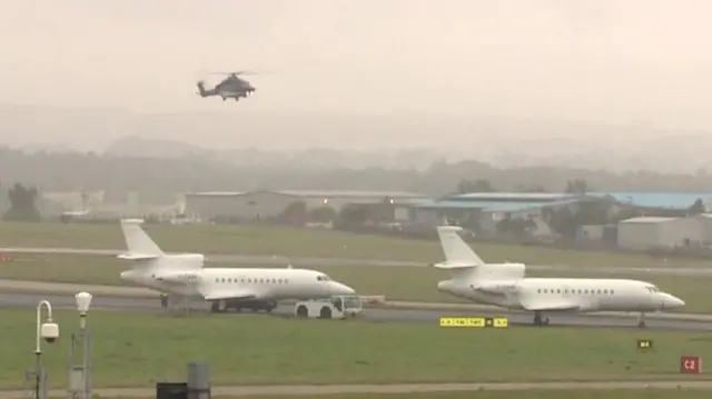 Two planes on the runway of Abderdeen airpot